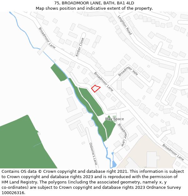 75, BROADMOOR LANE, BATH, BA1 4LD: Location map and indicative extent of plot