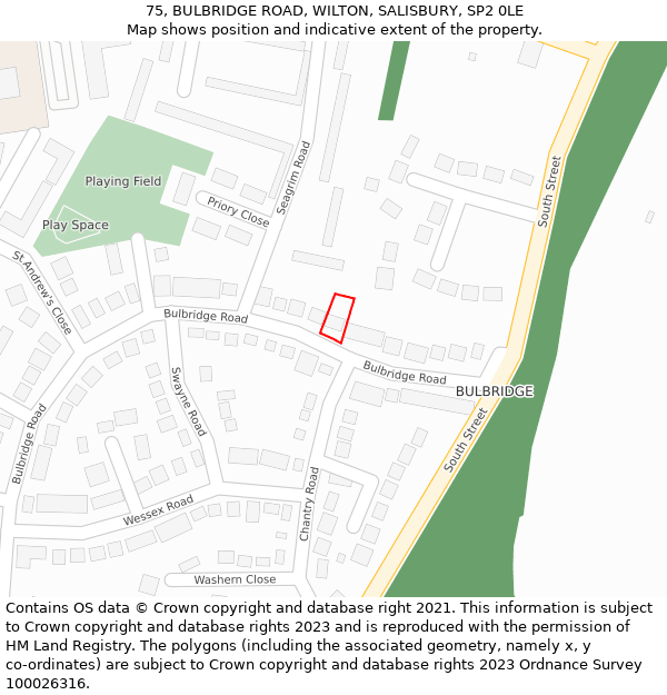 75, BULBRIDGE ROAD, WILTON, SALISBURY, SP2 0LE: Location map and indicative extent of plot