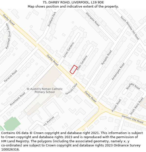 75, DARBY ROAD, LIVERPOOL, L19 9DE: Location map and indicative extent of plot