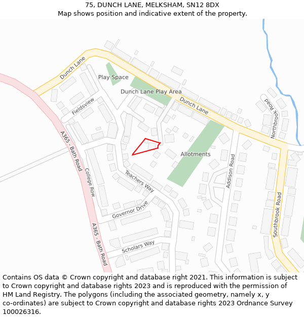 75, DUNCH LANE, MELKSHAM, SN12 8DX: Location map and indicative extent of plot