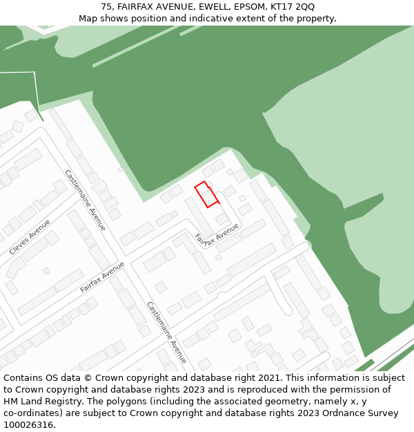 75, FAIRFAX AVENUE, EWELL, EPSOM, KT17 2QQ: Location map and indicative extent of plot