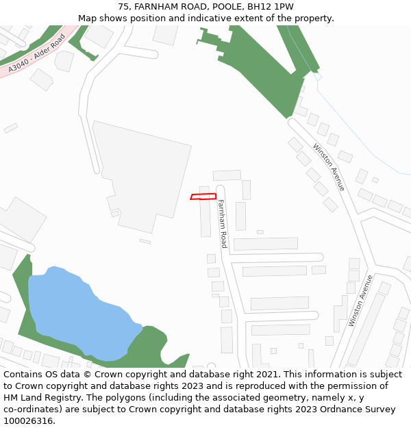 75, FARNHAM ROAD, POOLE, BH12 1PW: Location map and indicative extent of plot