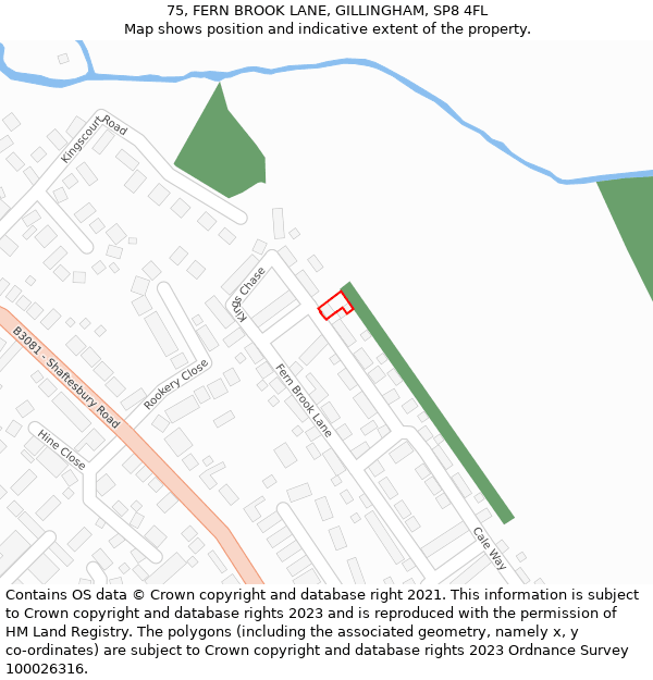 75, FERN BROOK LANE, GILLINGHAM, SP8 4FL: Location map and indicative extent of plot