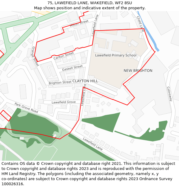 75, LAWEFIELD LANE, WAKEFIELD, WF2 8SU: Location map and indicative extent of plot