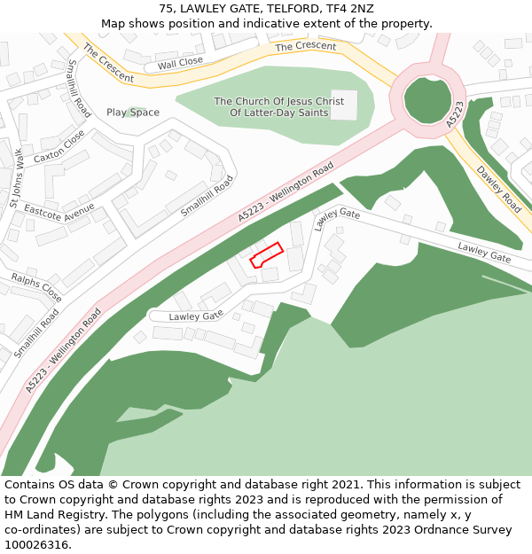 75, LAWLEY GATE, TELFORD, TF4 2NZ: Location map and indicative extent of plot