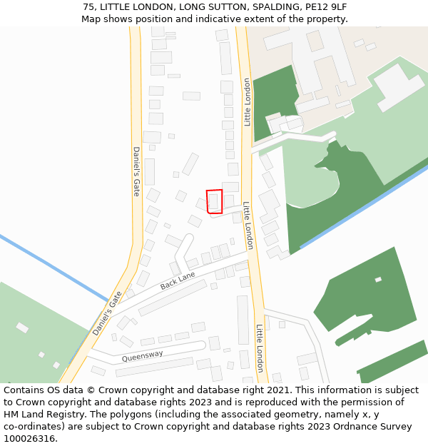 75, LITTLE LONDON, LONG SUTTON, SPALDING, PE12 9LF: Location map and indicative extent of plot