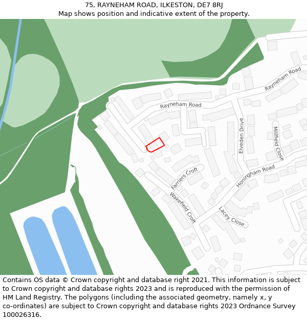 75, RAYNEHAM ROAD, ILKESTON, DE7 8RJ: Location map and indicative extent of plot