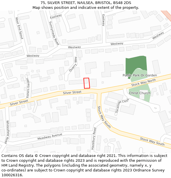 75, SILVER STREET, NAILSEA, BRISTOL, BS48 2DS: Location map and indicative extent of plot