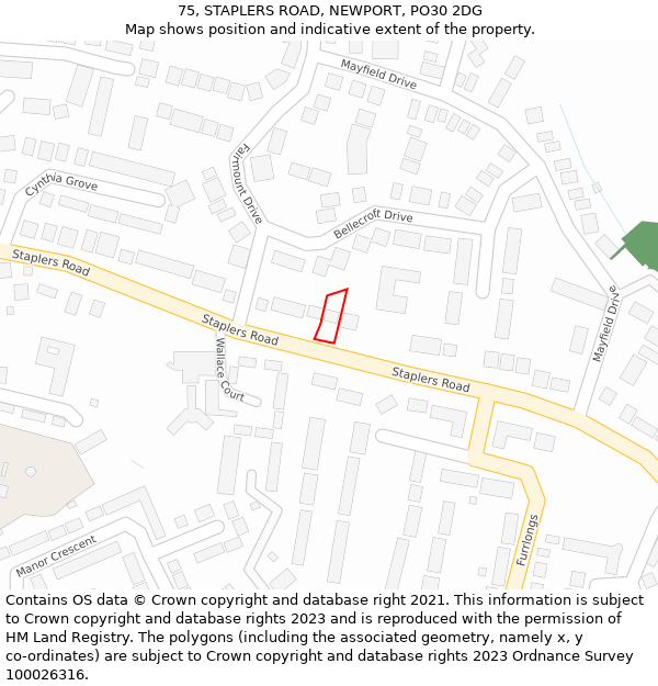 75, STAPLERS ROAD, NEWPORT, PO30 2DG: Location map and indicative extent of plot