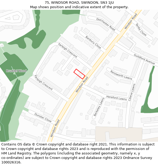 75, WINDSOR ROAD, SWINDON, SN3 1JU: Location map and indicative extent of plot