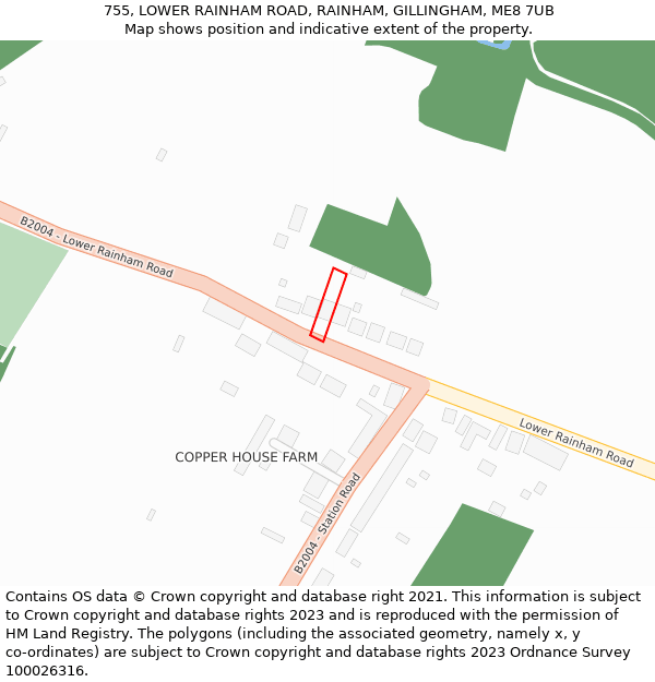 755, LOWER RAINHAM ROAD, RAINHAM, GILLINGHAM, ME8 7UB: Location map and indicative extent of plot