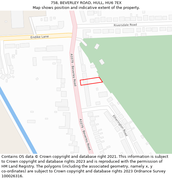 758, BEVERLEY ROAD, HULL, HU6 7EX: Location map and indicative extent of plot