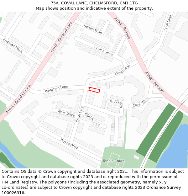 75A, COVAL LANE, CHELMSFORD, CM1 1TG: Location map and indicative extent of plot