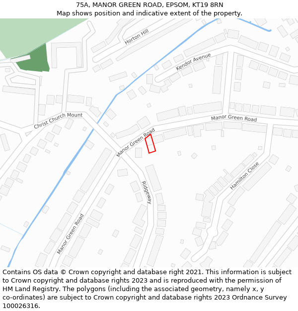 75A, MANOR GREEN ROAD, EPSOM, KT19 8RN: Location map and indicative extent of plot