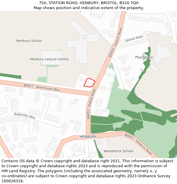 75A, STATION ROAD, HENBURY, BRISTOL, BS10 7QH: Location map and indicative extent of plot