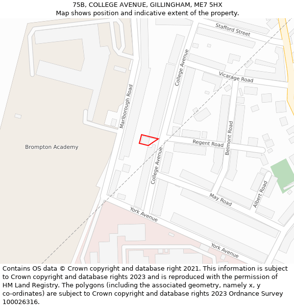 75B, COLLEGE AVENUE, GILLINGHAM, ME7 5HX: Location map and indicative extent of plot