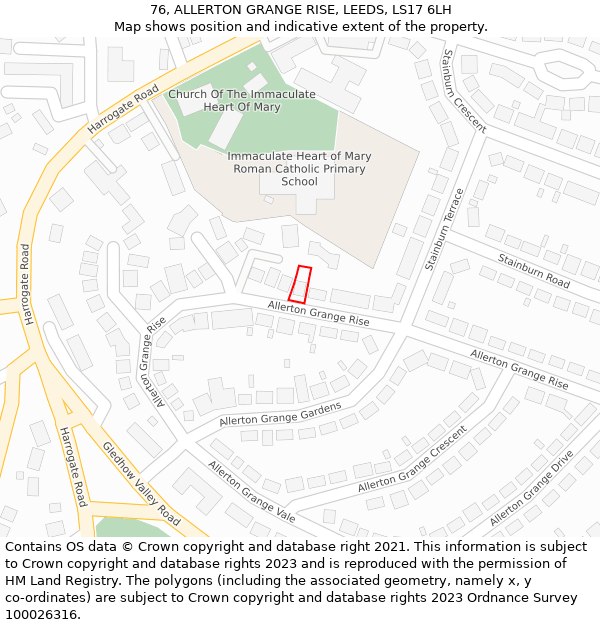 76, ALLERTON GRANGE RISE, LEEDS, LS17 6LH: Location map and indicative extent of plot