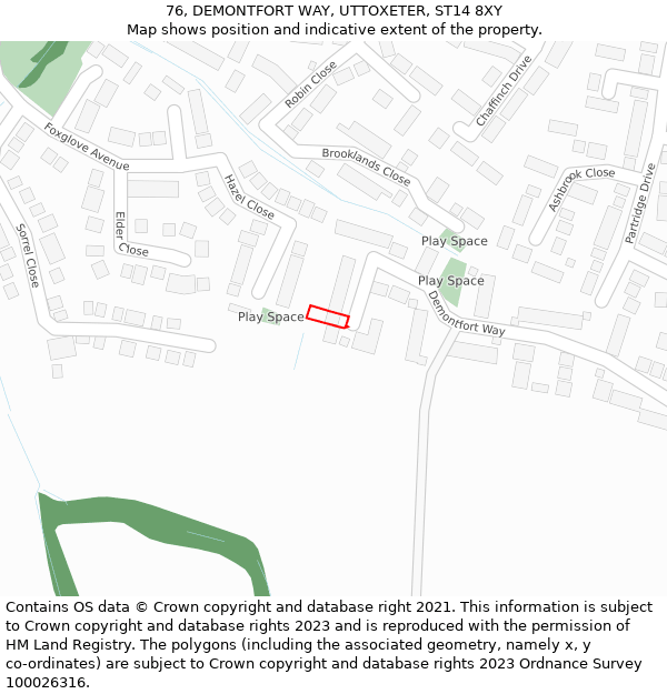 76, DEMONTFORT WAY, UTTOXETER, ST14 8XY: Location map and indicative extent of plot