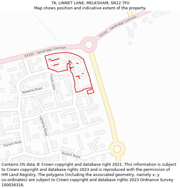 76, LINNET LANE, MELKSHAM, SN12 7FU: Location map and indicative extent of plot