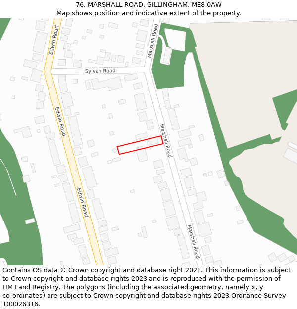 76, MARSHALL ROAD, GILLINGHAM, ME8 0AW: Location map and indicative extent of plot