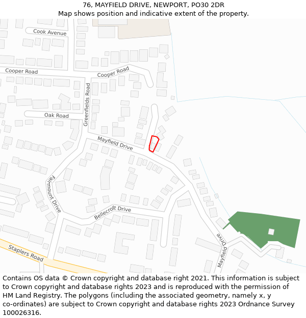 76, MAYFIELD DRIVE, NEWPORT, PO30 2DR: Location map and indicative extent of plot