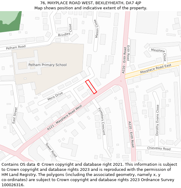 76, MAYPLACE ROAD WEST, BEXLEYHEATH, DA7 4JP: Location map and indicative extent of plot