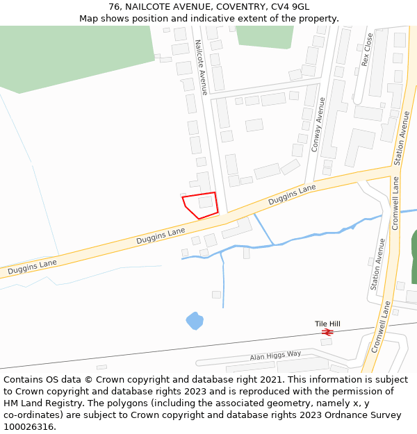 76, NAILCOTE AVENUE, COVENTRY, CV4 9GL: Location map and indicative extent of plot
