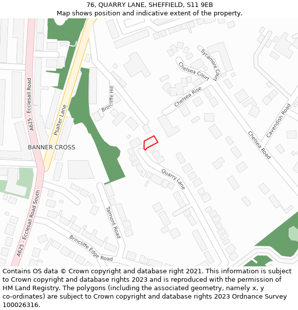 76, QUARRY LANE, SHEFFIELD, S11 9EB: Location map and indicative extent of plot