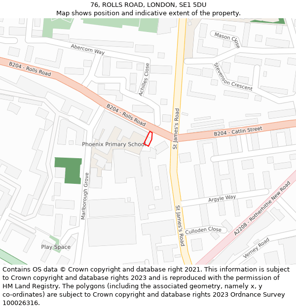 76, ROLLS ROAD, LONDON, SE1 5DU: Location map and indicative extent of plot