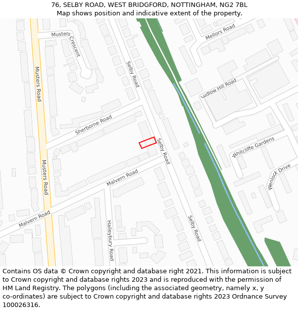 76, SELBY ROAD, WEST BRIDGFORD, NOTTINGHAM, NG2 7BL: Location map and indicative extent of plot