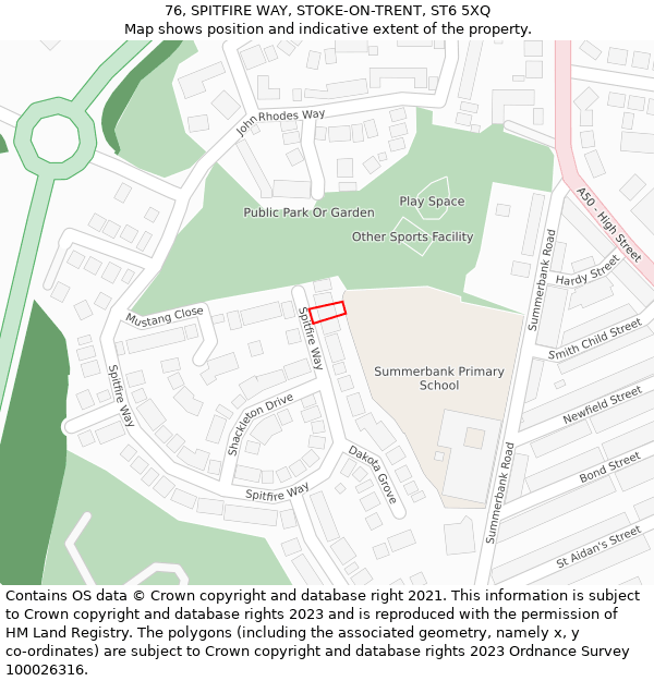 76, SPITFIRE WAY, STOKE-ON-TRENT, ST6 5XQ: Location map and indicative extent of plot