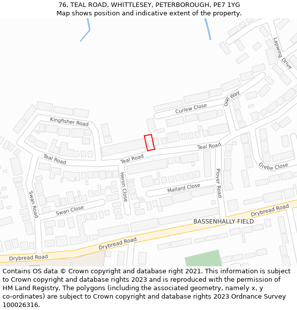 76, TEAL ROAD, WHITTLESEY, PETERBOROUGH, PE7 1YG: Location map and indicative extent of plot