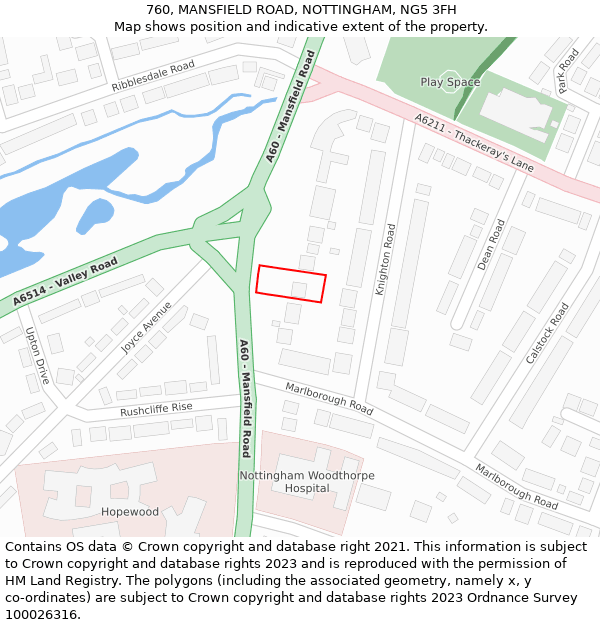 760, MANSFIELD ROAD, NOTTINGHAM, NG5 3FH: Location map and indicative extent of plot