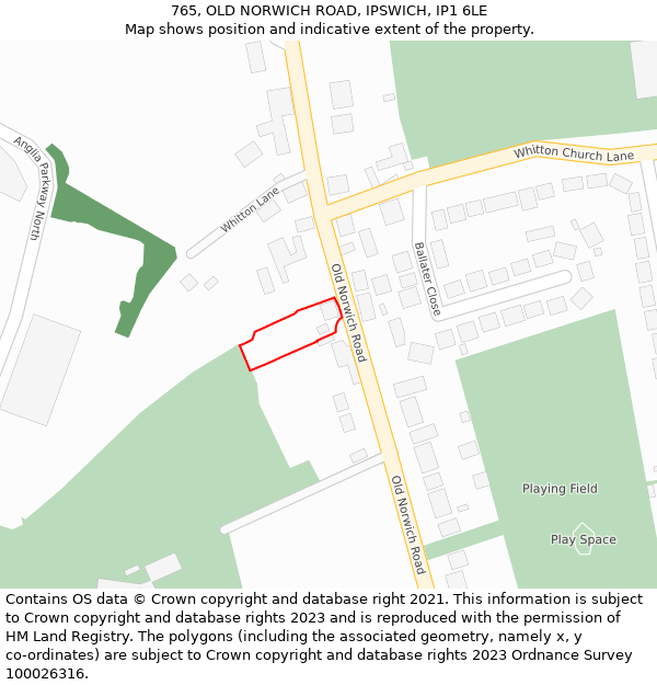 765, OLD NORWICH ROAD, IPSWICH, IP1 6LE: Location map and indicative extent of plot