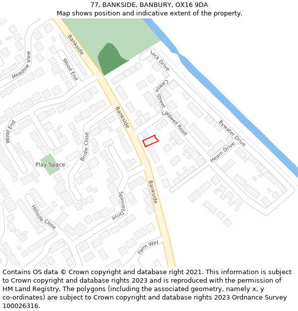 77, BANKSIDE, BANBURY, OX16 9DA: Location map and indicative extent of plot