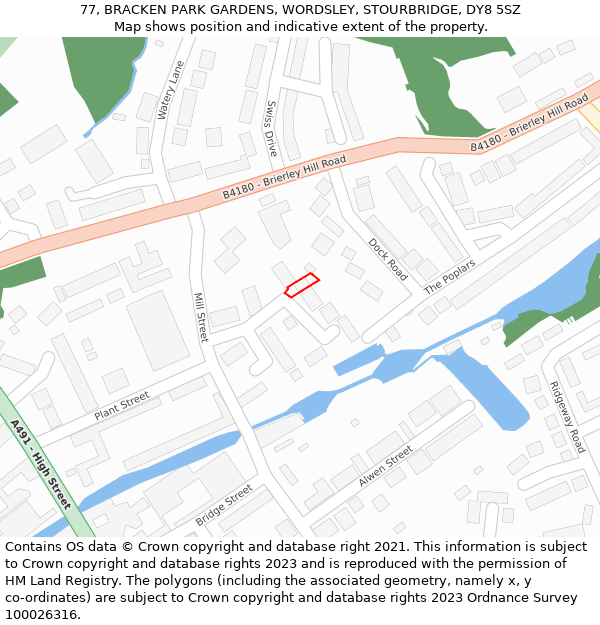 77, BRACKEN PARK GARDENS, WORDSLEY, STOURBRIDGE, DY8 5SZ: Location map and indicative extent of plot