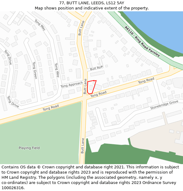 77, BUTT LANE, LEEDS, LS12 5AY: Location map and indicative extent of plot