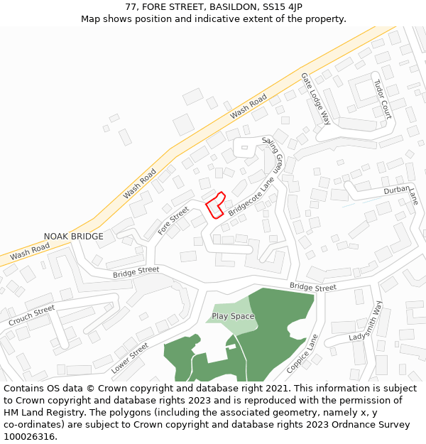 77, FORE STREET, BASILDON, SS15 4JP: Location map and indicative extent of plot