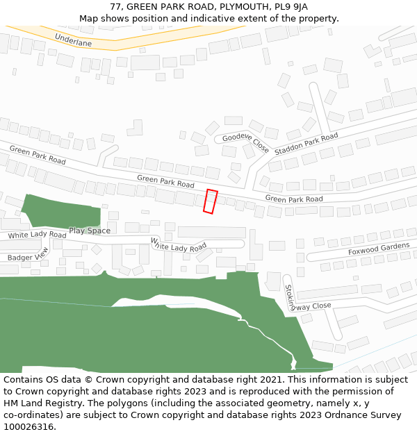 77, GREEN PARK ROAD, PLYMOUTH, PL9 9JA: Location map and indicative extent of plot