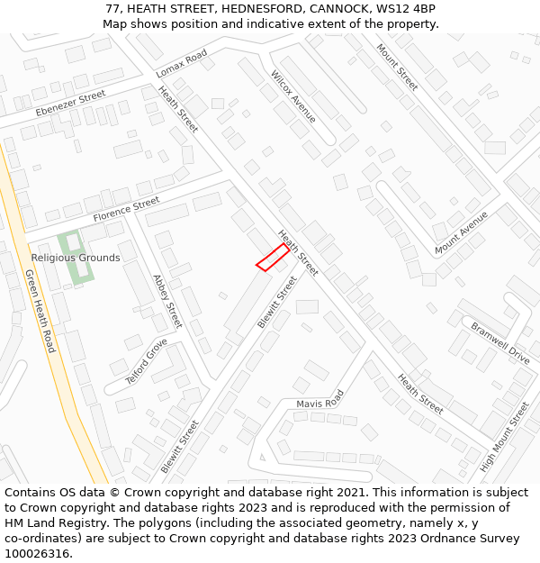 77, HEATH STREET, HEDNESFORD, CANNOCK, WS12 4BP: Location map and indicative extent of plot