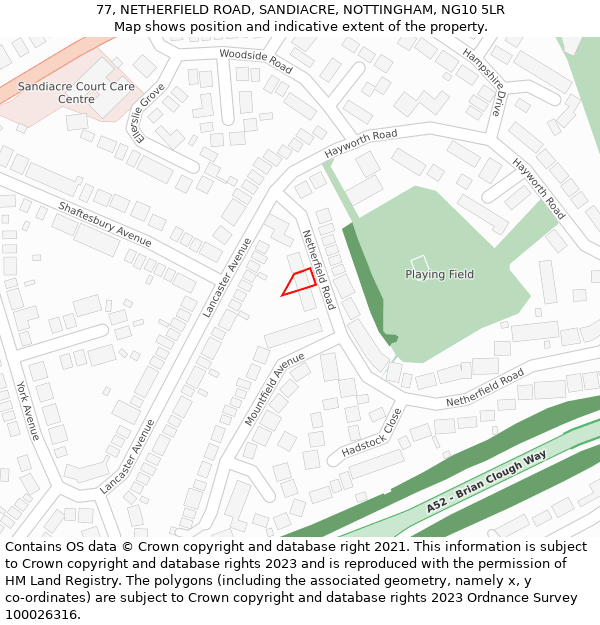 77, NETHERFIELD ROAD, SANDIACRE, NOTTINGHAM, NG10 5LR: Location map and indicative extent of plot