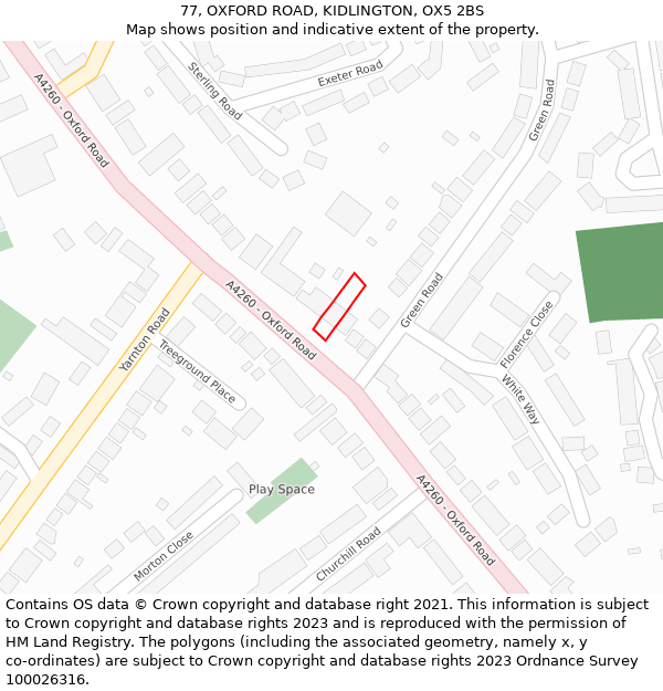 77, OXFORD ROAD, KIDLINGTON, OX5 2BS: Location map and indicative extent of plot