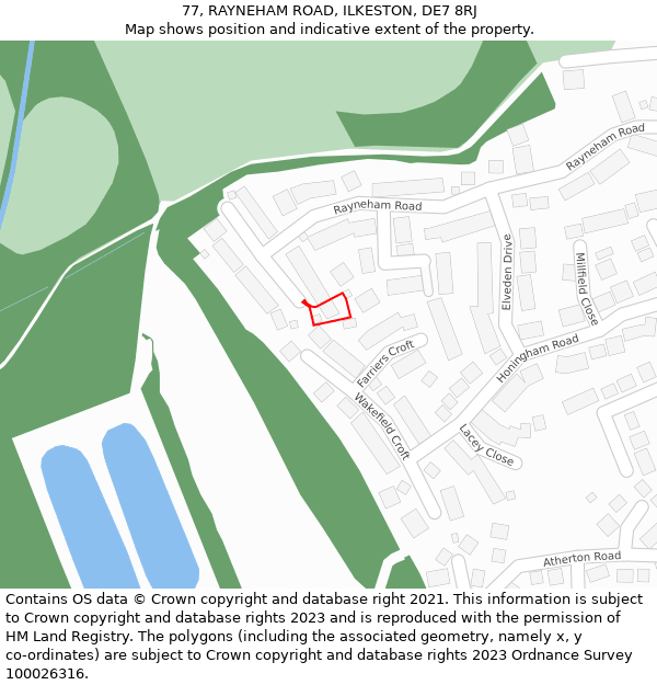 77, RAYNEHAM ROAD, ILKESTON, DE7 8RJ: Location map and indicative extent of plot