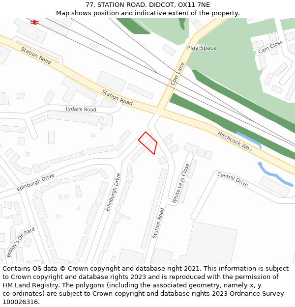 77, STATION ROAD, DIDCOT, OX11 7NE: Location map and indicative extent of plot