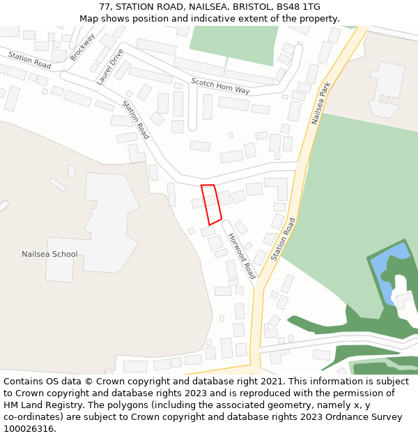 77, STATION ROAD, NAILSEA, BRISTOL, BS48 1TG: Location map and indicative extent of plot