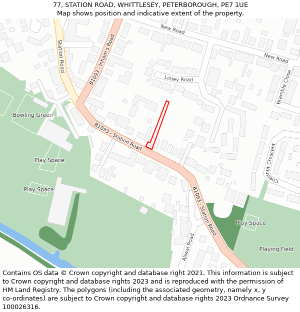 77, STATION ROAD, WHITTLESEY, PETERBOROUGH, PE7 1UE: Location map and indicative extent of plot