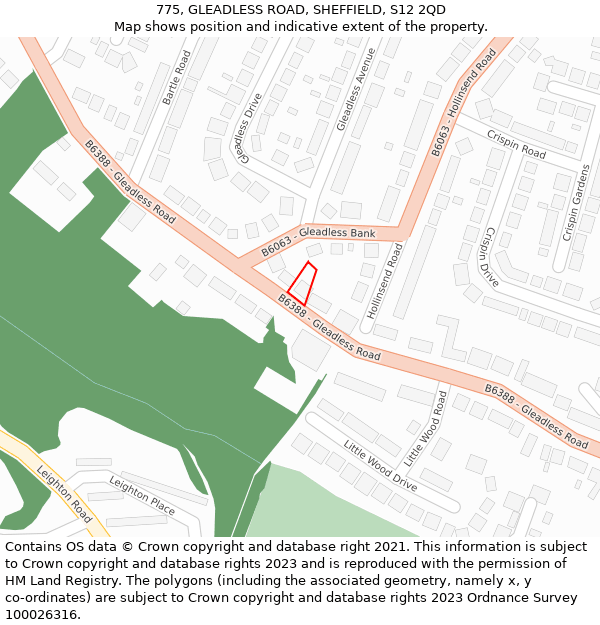 775, GLEADLESS ROAD, SHEFFIELD, S12 2QD: Location map and indicative extent of plot