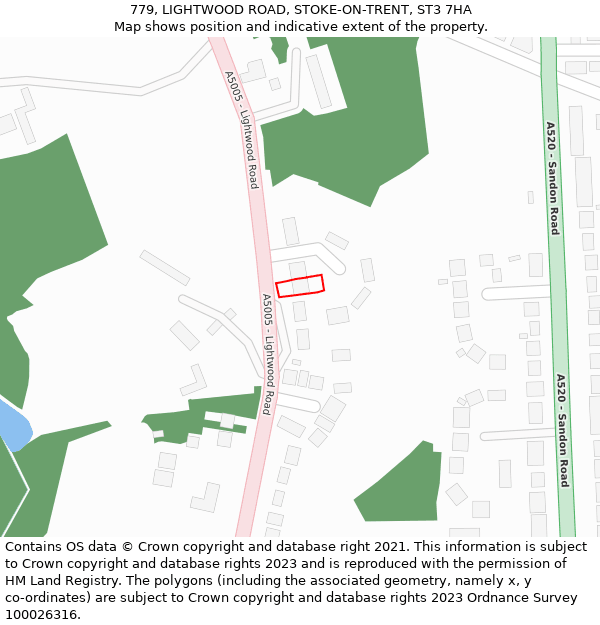 779, LIGHTWOOD ROAD, STOKE-ON-TRENT, ST3 7HA: Location map and indicative extent of plot