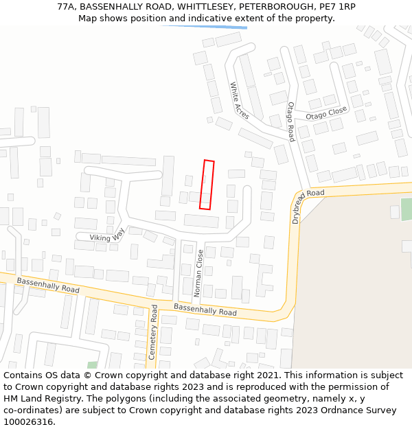 77A, BASSENHALLY ROAD, WHITTLESEY, PETERBOROUGH, PE7 1RP: Location map and indicative extent of plot