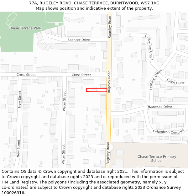 77A, RUGELEY ROAD, CHASE TERRACE, BURNTWOOD, WS7 1AG: Location map and indicative extent of plot